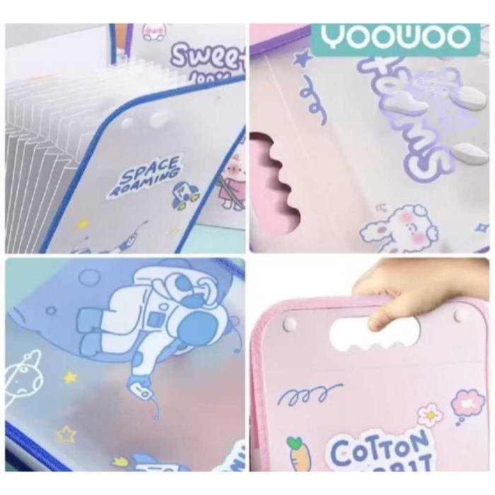 map file organizer 13 sekat tas penyimpanan berkas dokumen ukuran A4 motif lucu