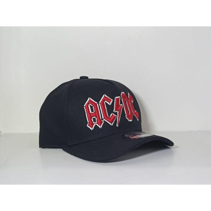 Topi Unisex Logo ACDC RED WHITE Bahan Hitam Topi Import Premium Black