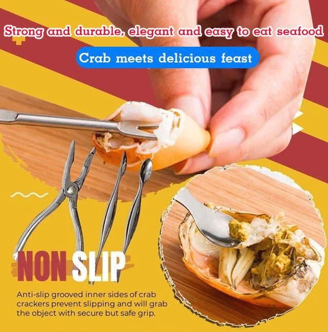 3PCS Crab Shrimp Fruit Pliers Fork Spoon Set Crab Cracker Crab