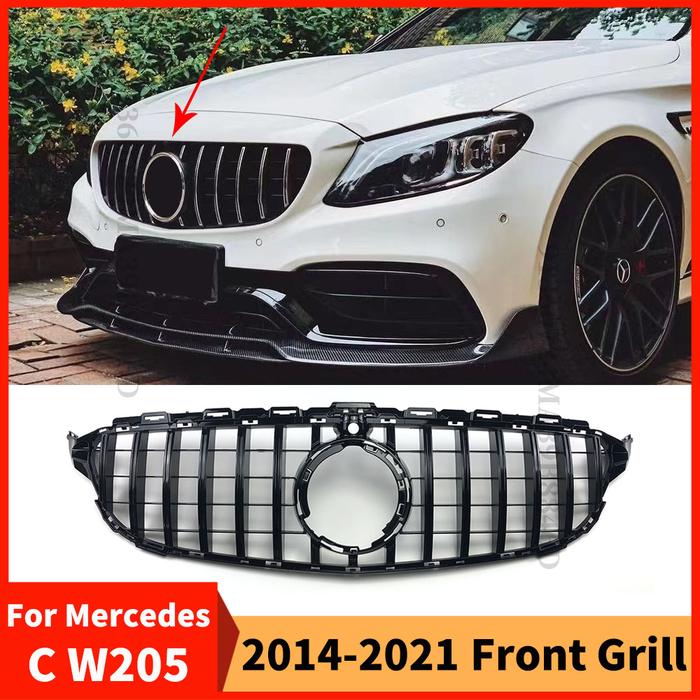 Front Grille Bumper Grill GT Style For Mercedes W205 Benz C S205 C205 2014-2021 C260 C250 C180 C200 
