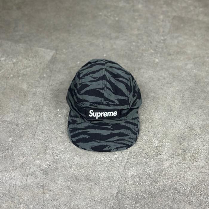 SUPREME TIGER CAMO RIPSTOP CAMP CAP BLACK 100% ORIGINAL