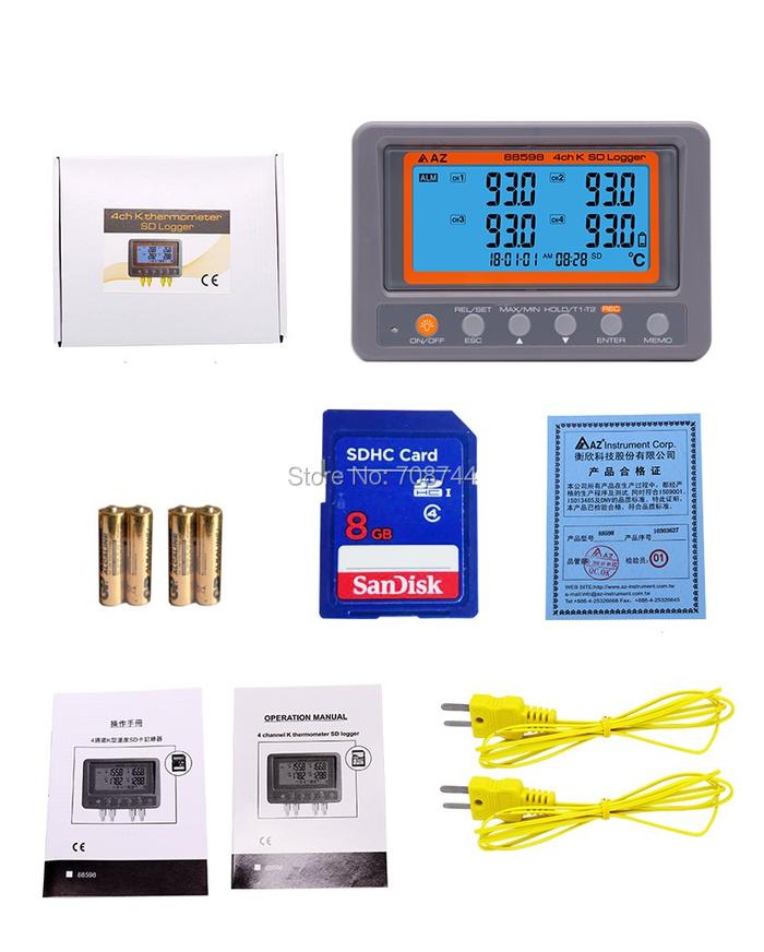 Multi-channel Digital Thermometer AZ88598 4 Channel K Type