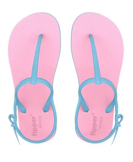 Sandal Fipper Strappy Pink Soft Blue Sky Original Sandal Strappy Wanita UK 3