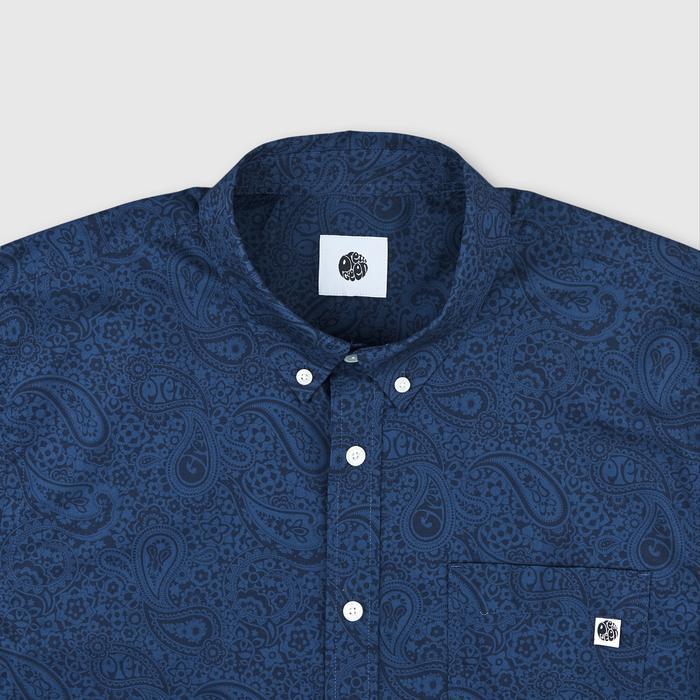 Pretty Green Tonal Paisley Shirt Navy Original