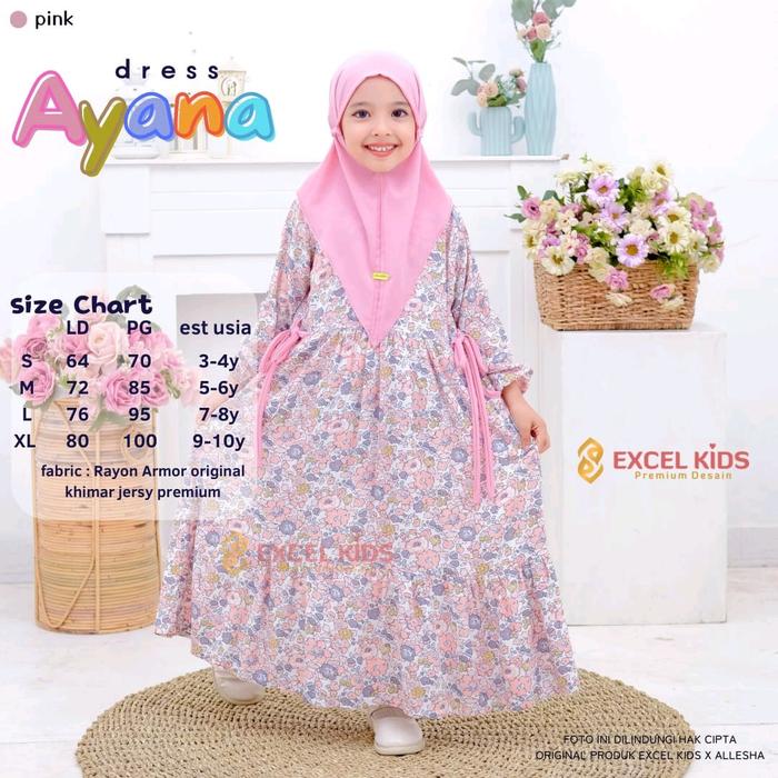 DRESS GAMIS ANAK AYANA bahan rayon xiera Muslim Baju Syari