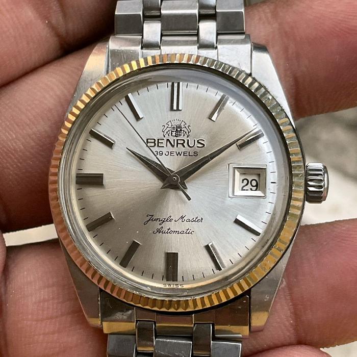 JAM KUNO SWISS BENRUS JUNGLE MASTER 39 JEWELS GOLD KOIN AUTOMATIC FULL ORIGINAL