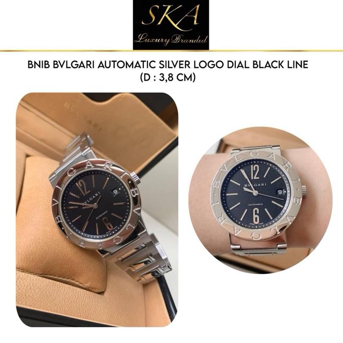 Bvlgari Watch Authentic Automatic Silver Logo Dial Black Line 38mm