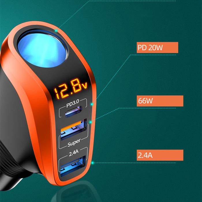 USB Charger Car Charger USB Charger 2.4A Smart Charging 66W Fast