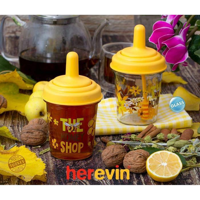 Tempat Madu/tempat selai/ gelas minum /Jar Jam Decorated 320CC / Honey Jar / Toples Madu