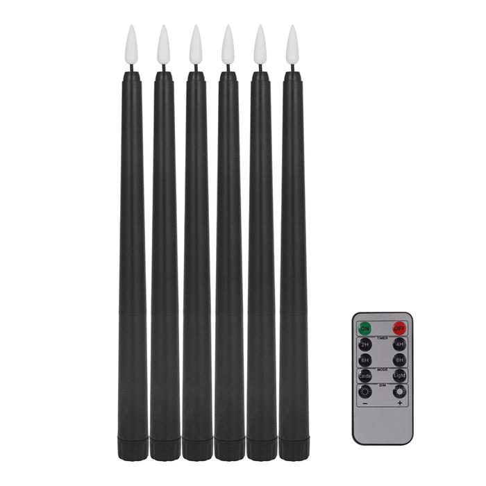 Pak 6 lilin lancip Halloween jarak jauh, lilin pilar palsu tanpa api