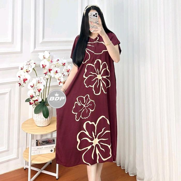 Daster Pendek Rosa Sketsa Asli Pekalongan Busui Harian Nyaman Rayon Bumil - Motif Batik Tidur