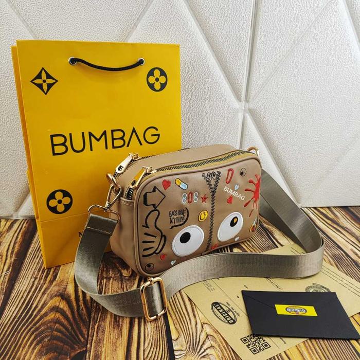 Bumbag - Tas Selempang Mata2 Hologram Kode + Include Tali Panjang Free Paperbag - Tas Hologram Bag V