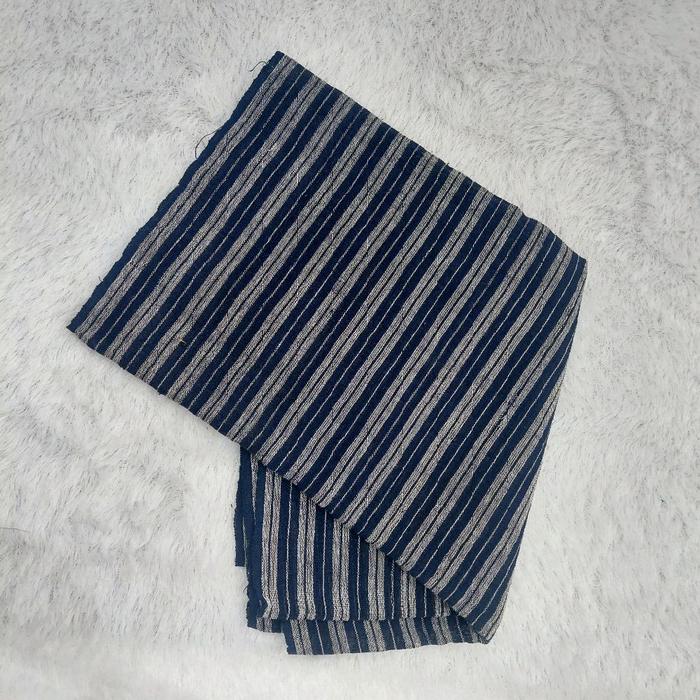Selendang Lurik ATBM Tenun Tradisional Jarik Lompong Keli Sewek Motif Garis Hitam Putih Panjang 3m ,