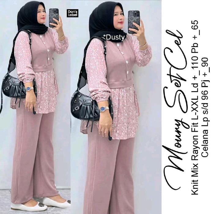 moury set celana matt knit mix rayon ld 110 pb 65 lp 96 pc90 merk dans label