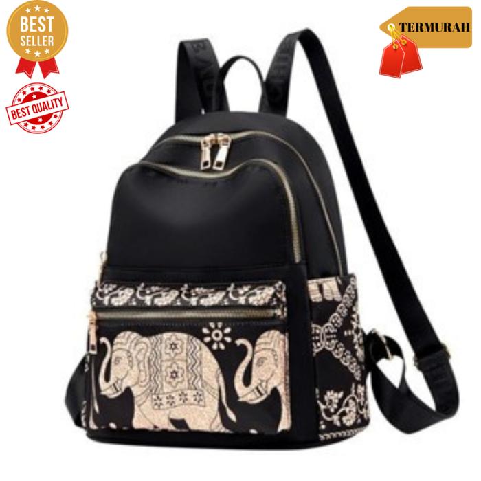 Tas Chibao Ransel Wanita Motif Bunga Nilon 8066#