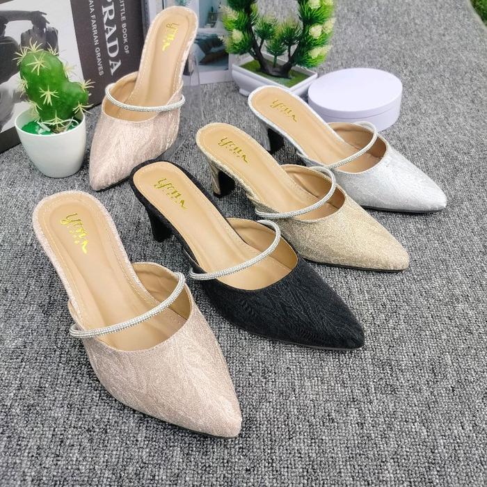 YTN arsyi 01 Sandal Pesta Wanita Heels Elegan Hak 5cm KD ps06 Kulit Sintetis Non-Slip Sol Empuk Ring