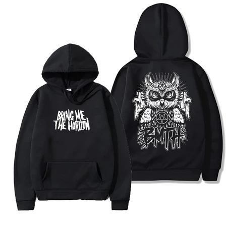 Sweater Pullover Hoodie bmth burung hantu Zuro Clothing Hitam pria dan wanita Unisex 100% Cotton Fle