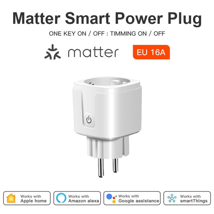 RSH Matter colokan Cerdas WIFI, colokan EU, pengukur daya Mini 16A,