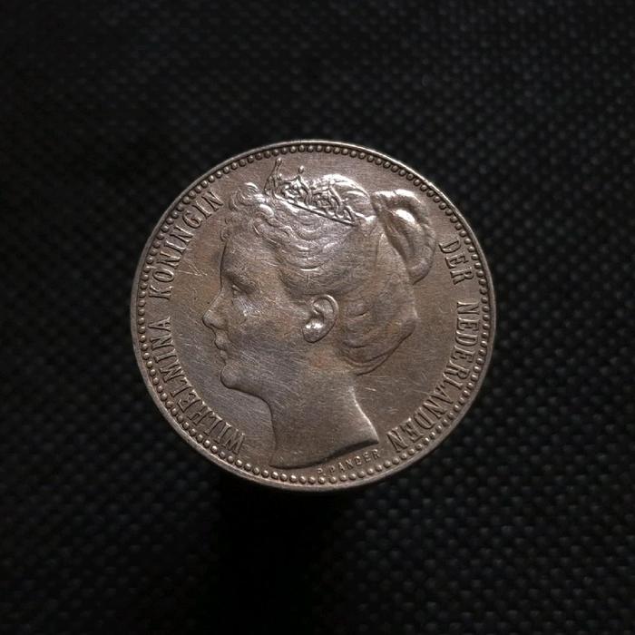 Uang Koin Perak Kuno 1 Gulden Wilhelmina Crown Tahun 1907 - 1