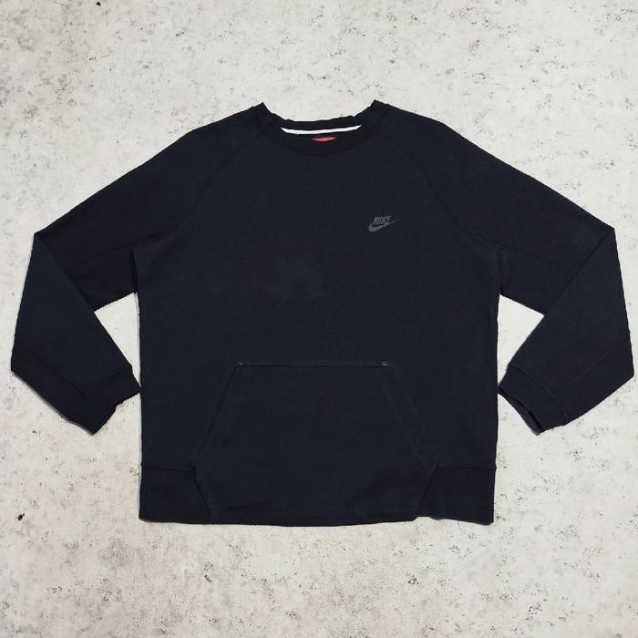 crewneck pria NIKE TECH FLEECE sweater pria navy saku depan casual murah bagus