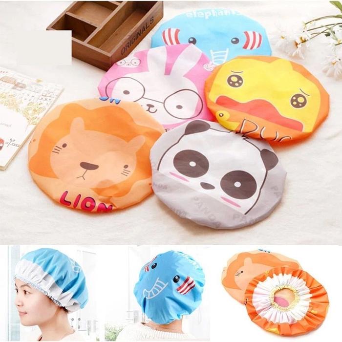 ANTI AIR Shower Cap Dewasa Topi Mandi Penutup Rambut Karakter - Topi Mandi Anak