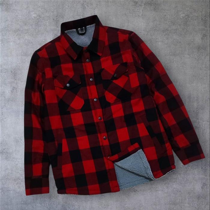 Kemeja Jaket serva wool flanel tebal Katun