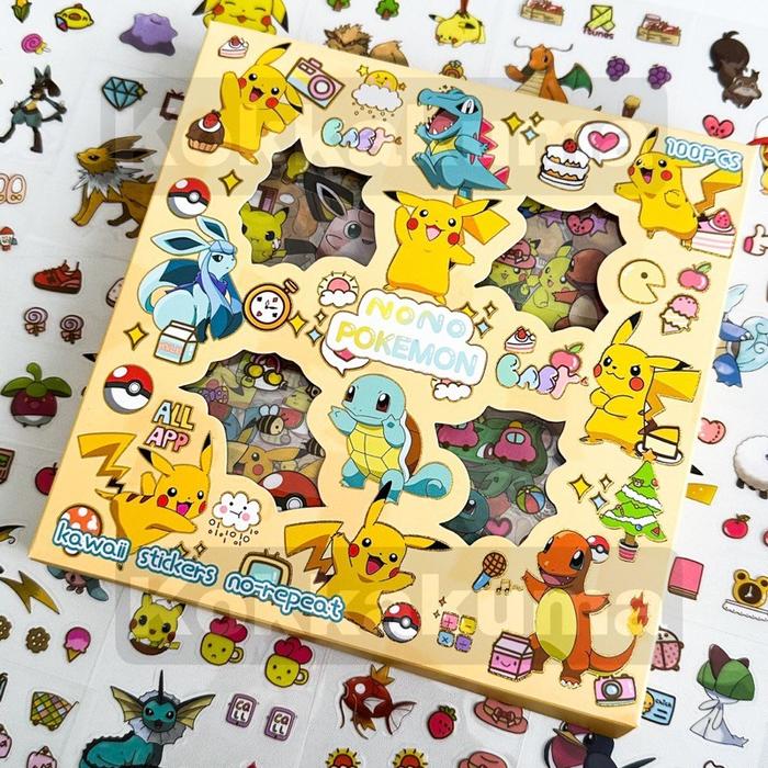 PROMO 8.8 STIKER POKEMON Aesthetic Sticker Box Karakter Anak Korea 100 Lembar / Stiker Anti Air / St
