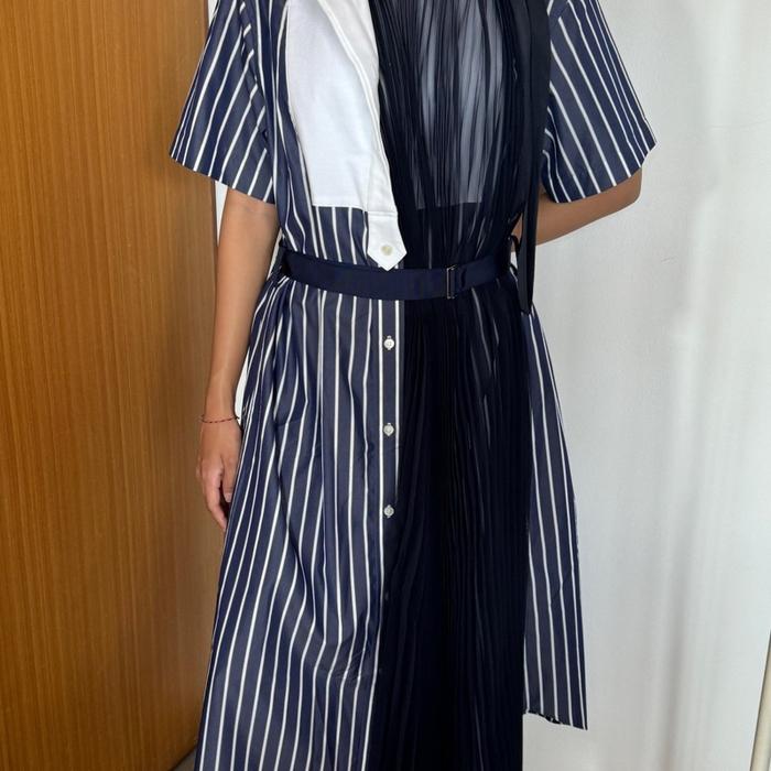 SACAI Blue Striped Shirt Dress