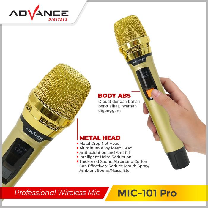 Microphone Wireless Advance 101 Mic Karaoke Single Tanpa Kabel