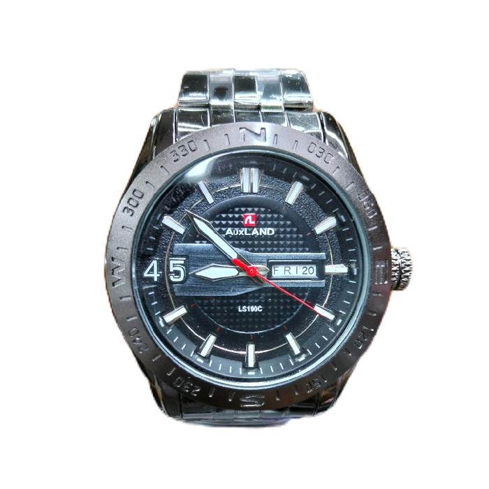 AUXLAND Jam Tangan Pria Original Rantai Hitam Tanggal dan Hari Aktif Penuh Gaya Sporty Elegan Simpel
