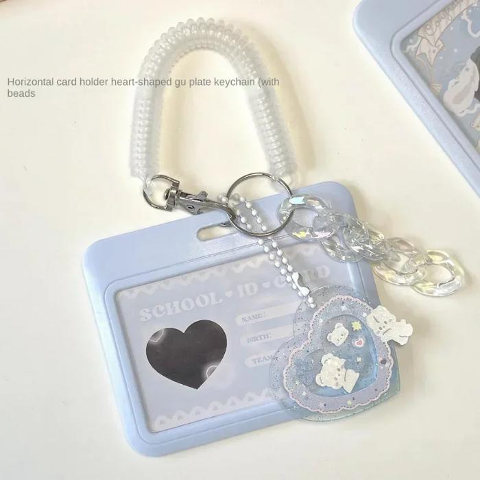 Kawaii SkyBlue Milk Pink Photocard Holder Credit ID Bank Card Photo Display Holder Bus Card Protecti