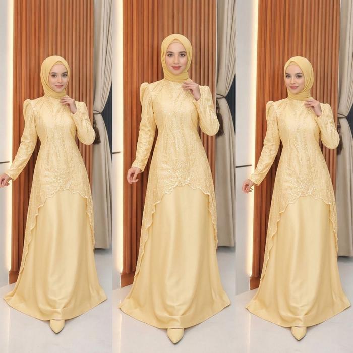 New mazaya dress series Motif Full Brukat Model terbaru 2026 Mazaya dress Bahan velvet premium Gaun 