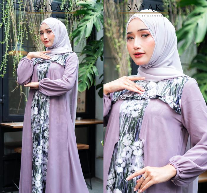 Gamis Motif Bunga Mewah Kekinian GM.39 Zyana 1 Sayak By Luna Hijab Indonesia