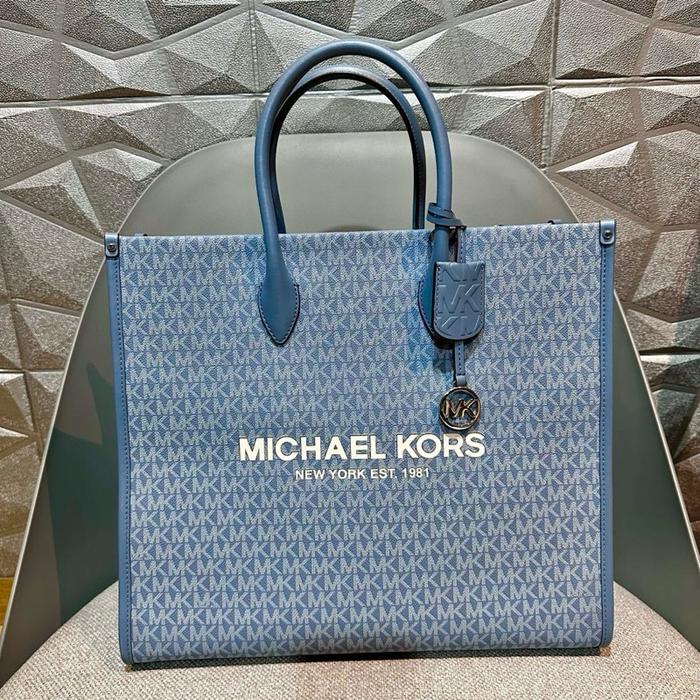Tas tote bag MK Micharl Kors Mirella Medium East West Tote blue ori original perfect
