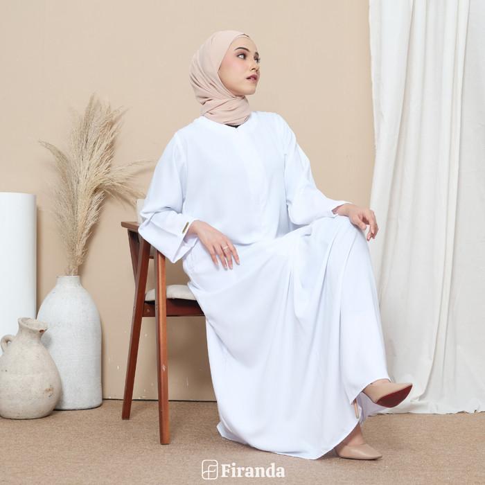 BELANJA FIRANDA ABAYA DRESS PUTIH / GAMIS WARNA PUTIH BASIC POLOS BUSUI UMROH DSK46