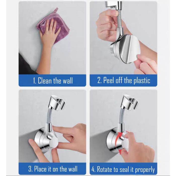 Gantungan Shower Mandi Adjustable Penyangga Shower Holder Tempat Shower Tempel Tembok Memutar 360°