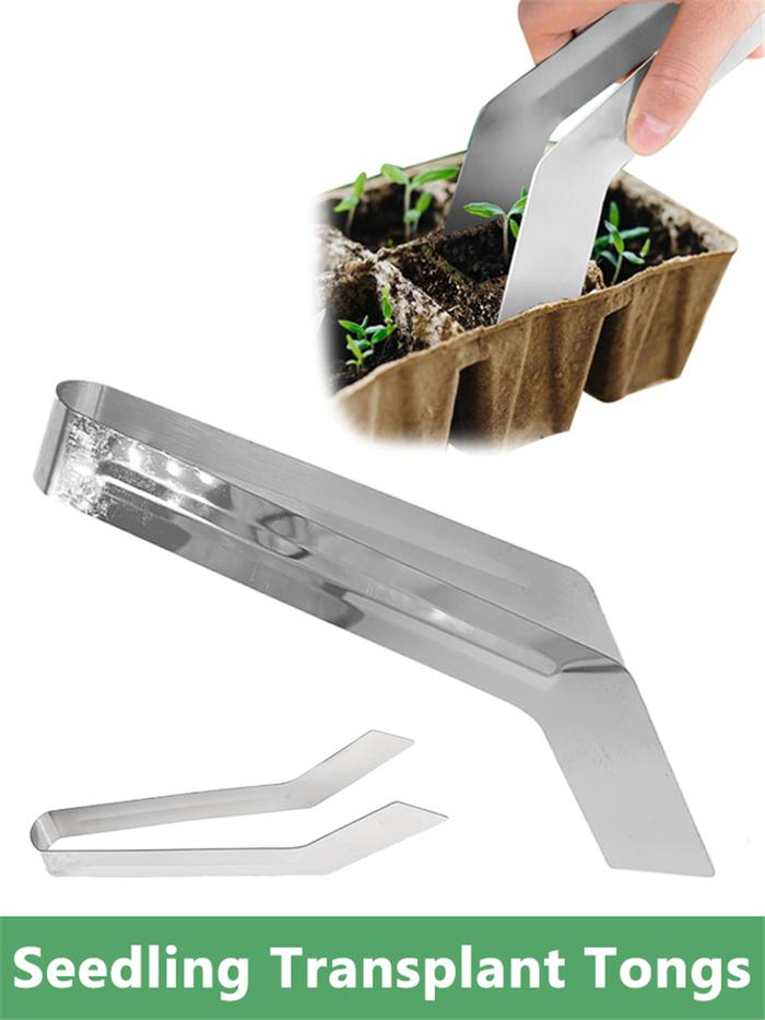 1pc Garden Seedling Transplant Tongs Stainless Steel Seedling Planter Tool Transplant Tongs For Seed