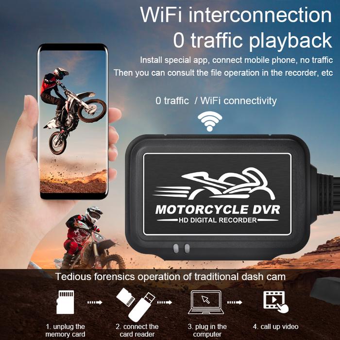 Kamera Motor DVR WIFI 1080P HD Kamera Dasbor Motor Sudut Lebar