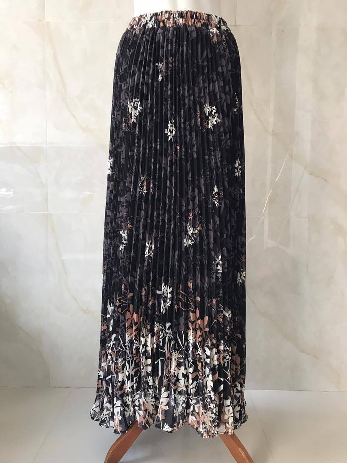 Rok Plisket Motif Ceruty Babydoll By Amerta Hijab Skirt Ceruti Babydoll Pinggang Full Karet - Androk