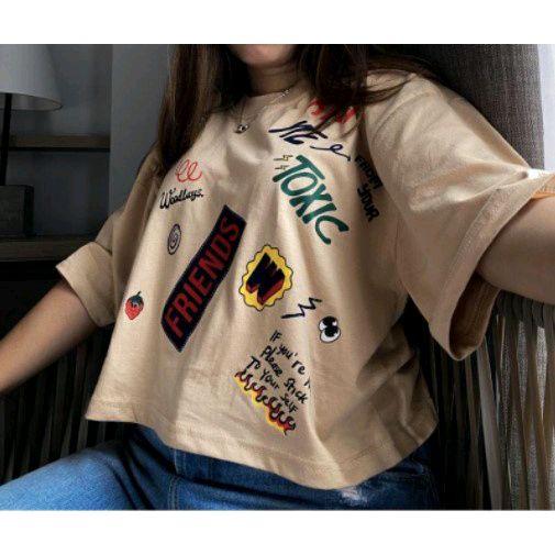 kaos oversize crop KEEP TOXIC