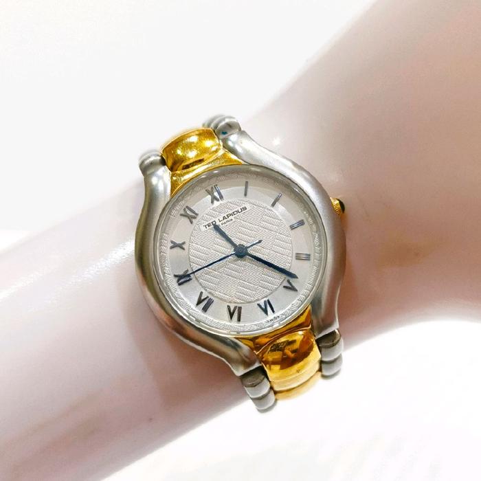 Jam Tangan Ted Lapidus Paris Classic 23K Gold Plated Quartz Watch Wanita Cewek Perempuan Ladies Lady