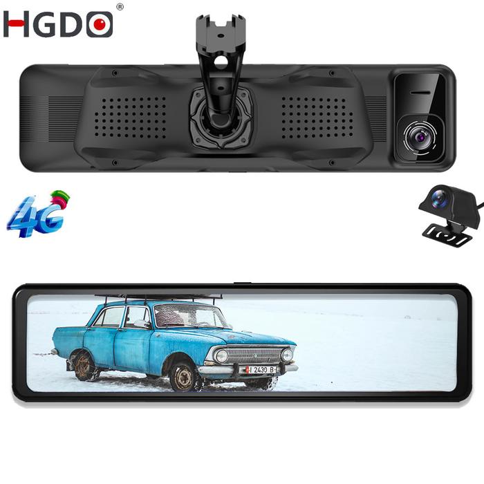 HGDO 12" 4G Dash Cam 4+32G ROM Rear View Mirror Video Recorder GPS