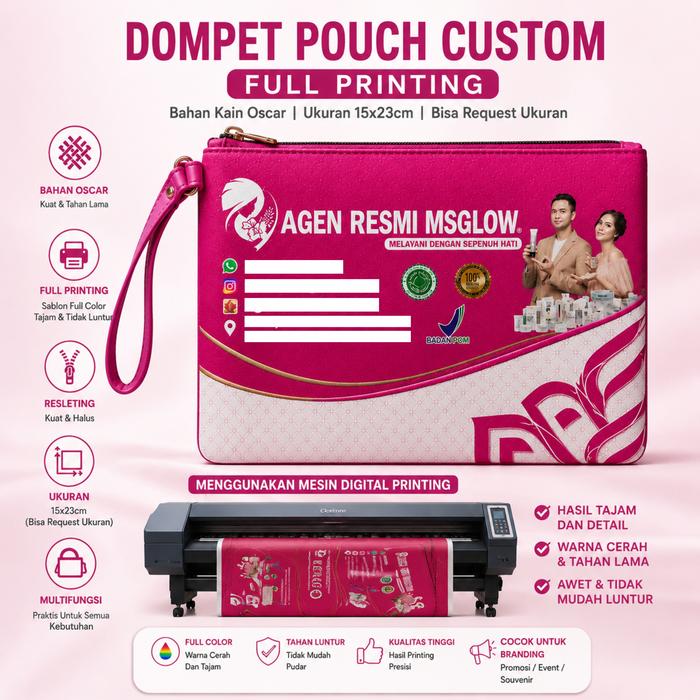 10pcs Dompet Pouch Custom Full Printing | Pouch Custom Logo | Kain Oscar Premium | Souvenir Custom |