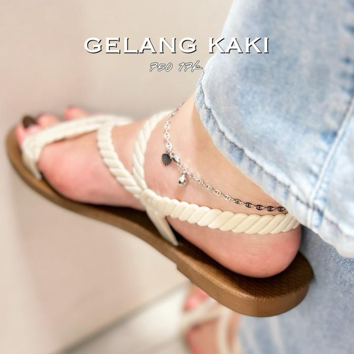 Gelang Kaki Hermeiii Mas Putih Kadar 750 Asli Emas