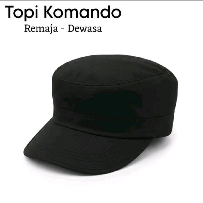 Topi Komando Hitam Polos Dewasa Topi Pria Model Tentara Unisex All Size