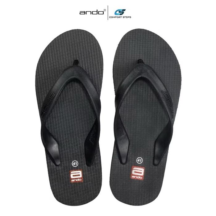Ando Sandal Jepit Pria Size 38-42 Comfort Steps Hitam Ukuran Nyaman dan Tahan Lama COD Sendal Karet