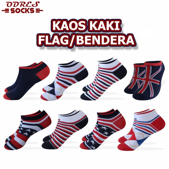 Kaos Kaki Mata Kaki Ankle LowCut - Kaos Kaki Seri Flag / Bendera - Odres.Sock
