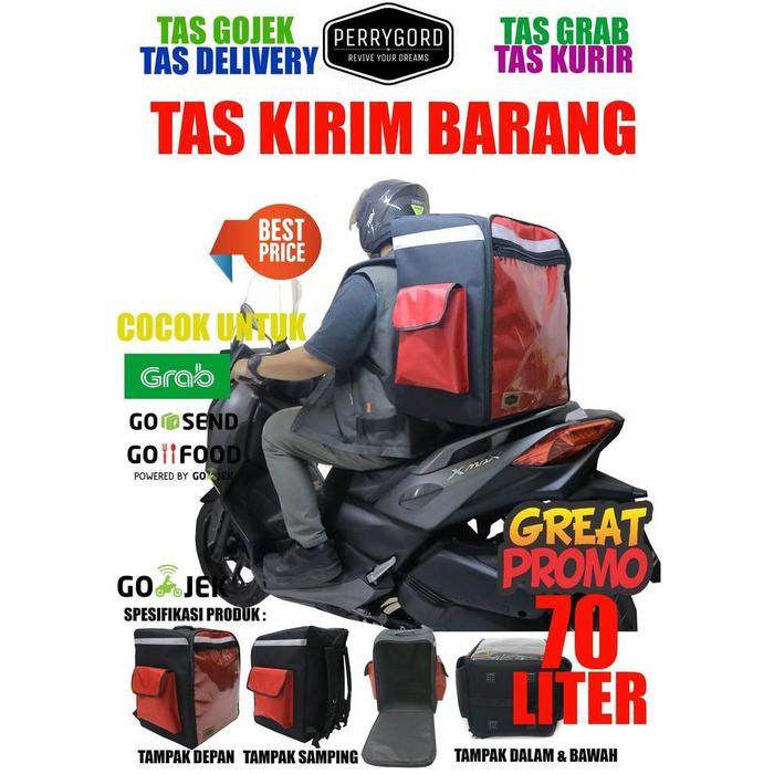TAS KIRIM BARANG MAKANAN RINGAN SNACK 70 Liter MERAH ADA VIDEONYA *