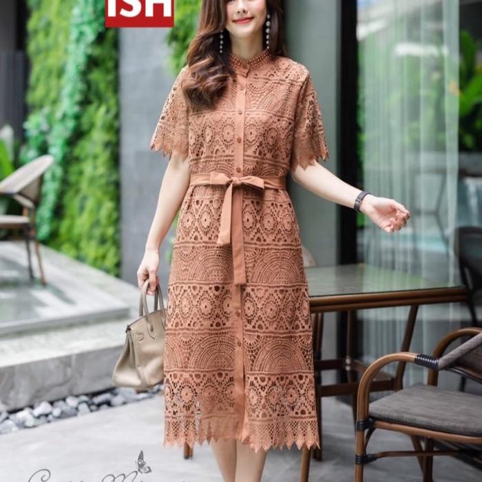 Dress brokat import terbaru by cutie minute gaun full brokat bangkok