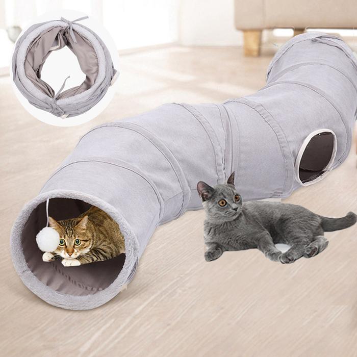 Cat Tunnel for Indoor Cats Collapsible Cat Toys Play Tube 3 Ways S